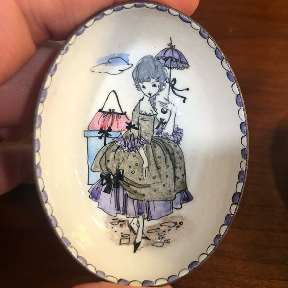 Hand painted enamel trinket dishes - Picture 4 of 10